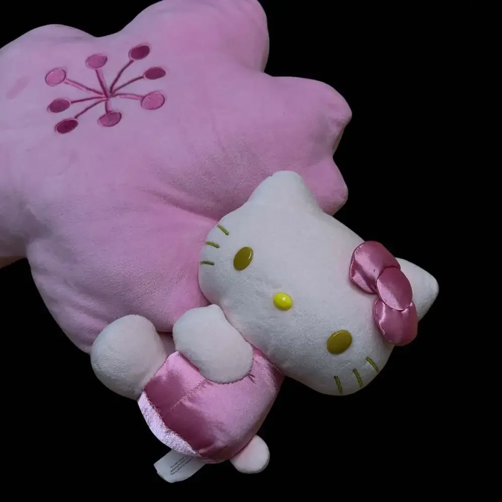 Hello Kitty Cherry Blossom Flower Shaped Plush Pillow and Sitting Doll Set